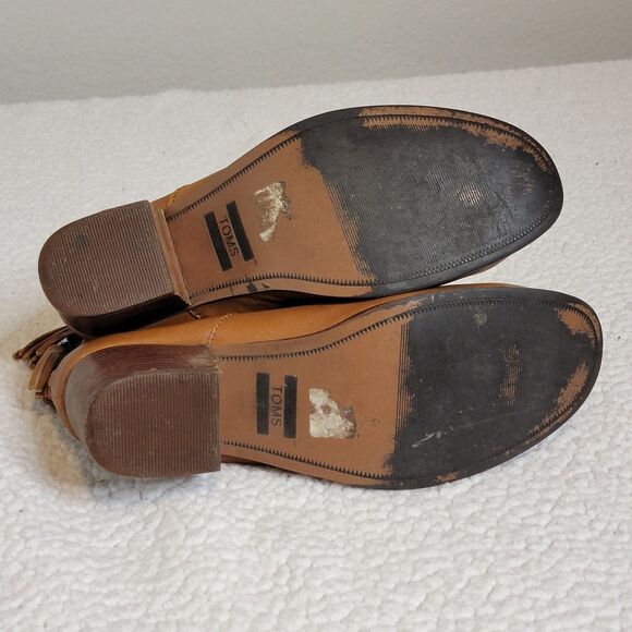 Tom's Women's Size 8.5 Carpe Diem Ankle Boots Booties Back Zipper Tassel Caramel - Picture 8 of 14